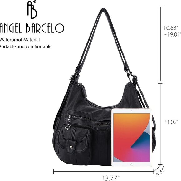 Women Multifunctional Soft Leather Handbag Purses Shoulder Hobo Backpack Crossbo - Picture 2 of 7